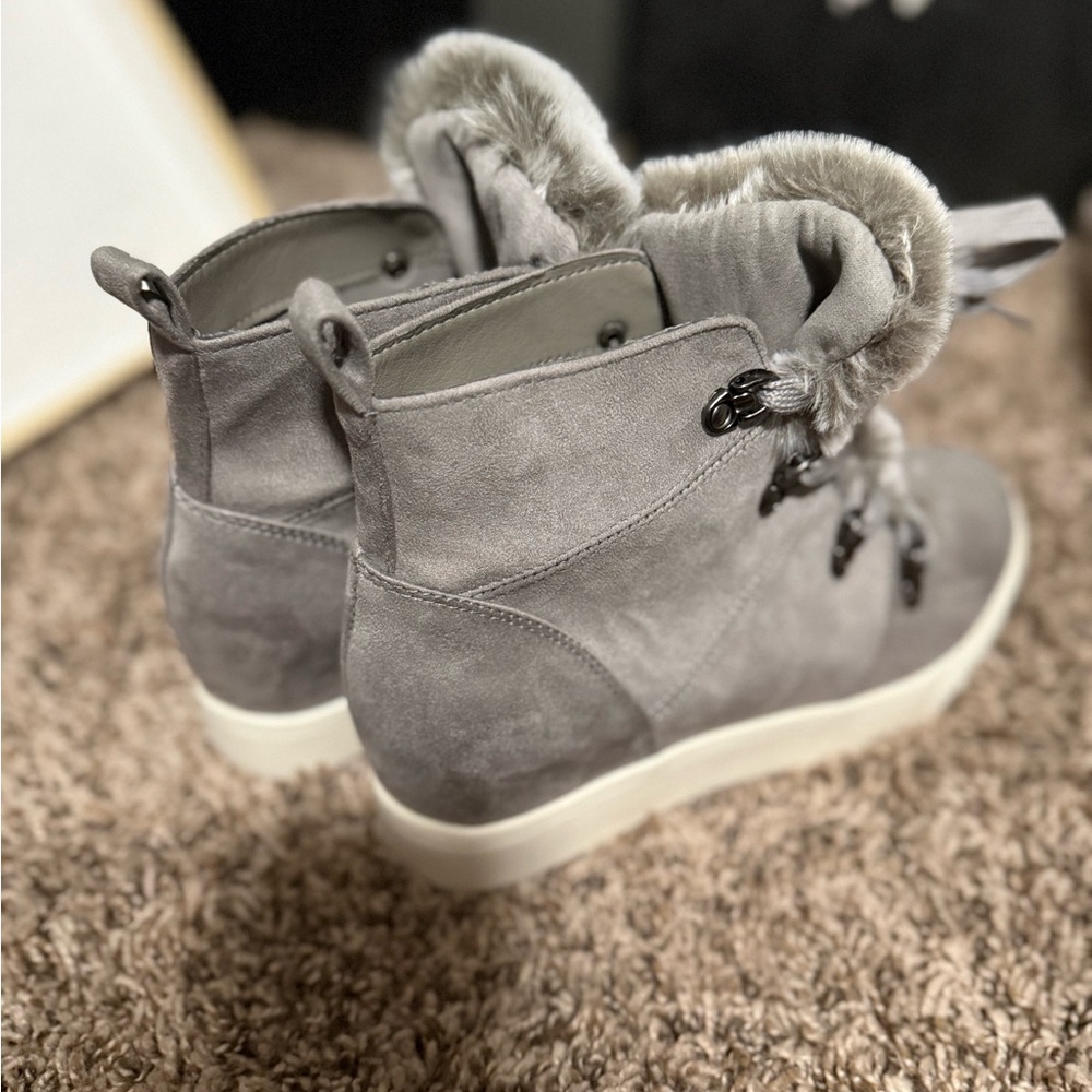 Buckle Gray Winter & Rain Boots with Fur Trim BRAND NEW SIZE 9 - Picture 4 of 6